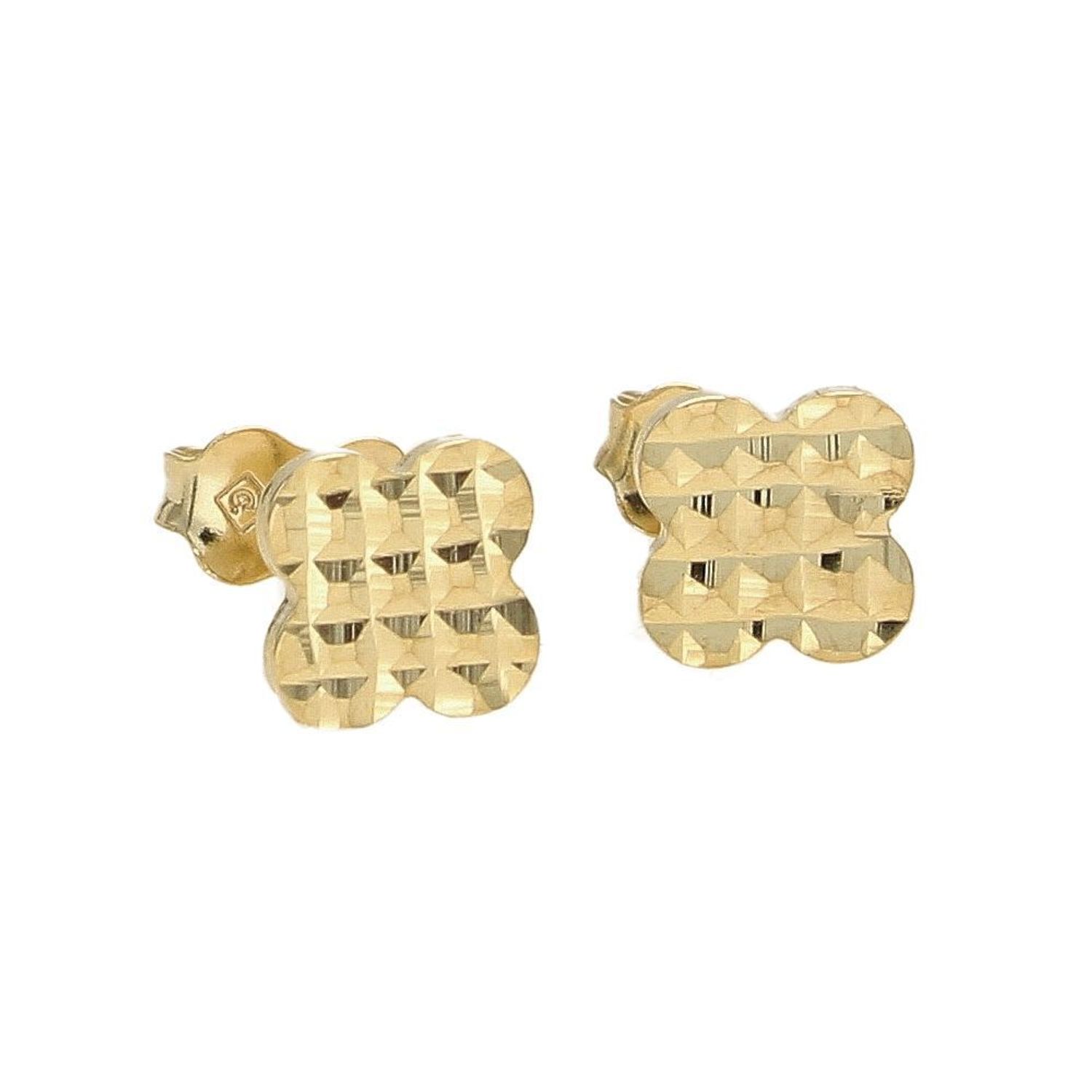 Złote kolczyki przy uchu czterolistna koniczynka KL 7391.jpg